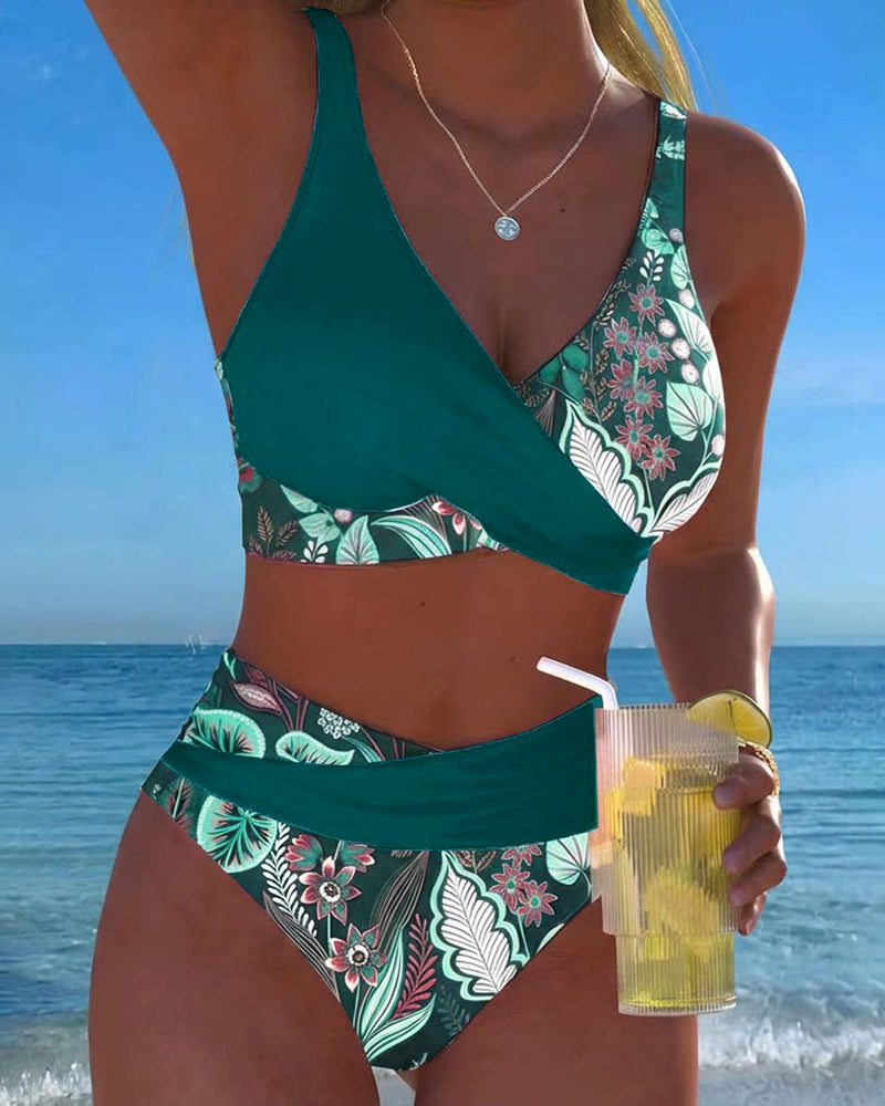 Bikini Contraste Color Moda Floral