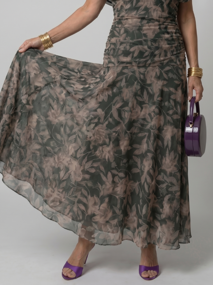Calen | Vestido midi fluido con hombros descubiertos