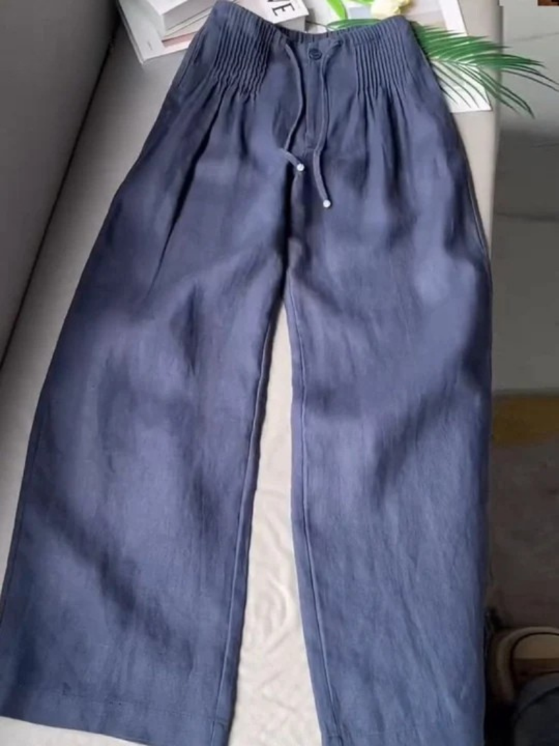 Camille | Pantalones de pierna ancha en mezcla de algodón y lino