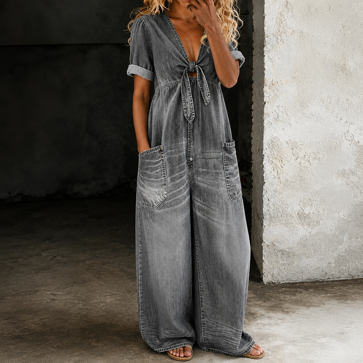 Maya | Mono Denim de Pierna Ancha