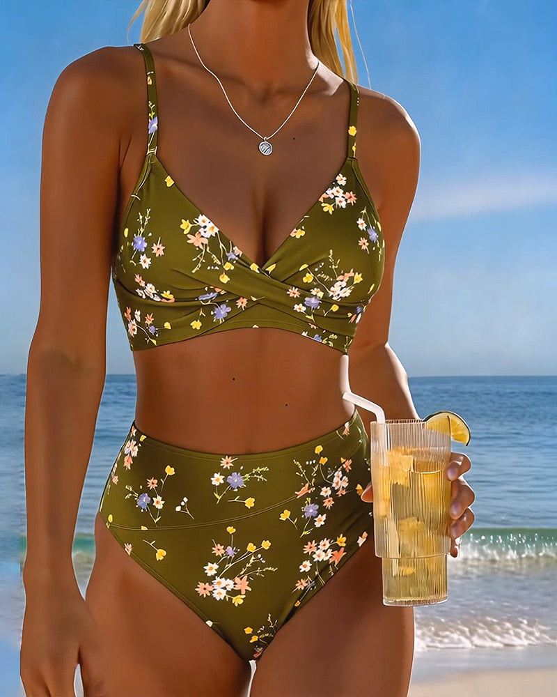 Bikini Sexy Entrecruzado Impreso Floral