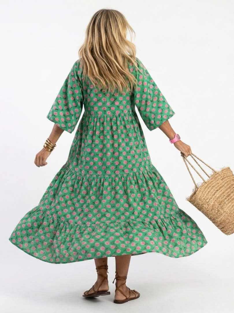 Fiora | Vestido midi de tirantes en V con estampado floral