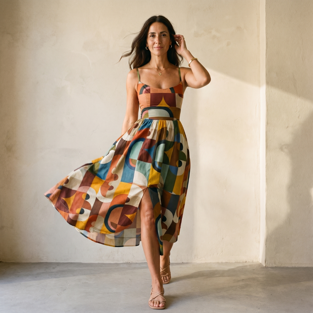 Marcelina | Vestido Midi Geométrico
