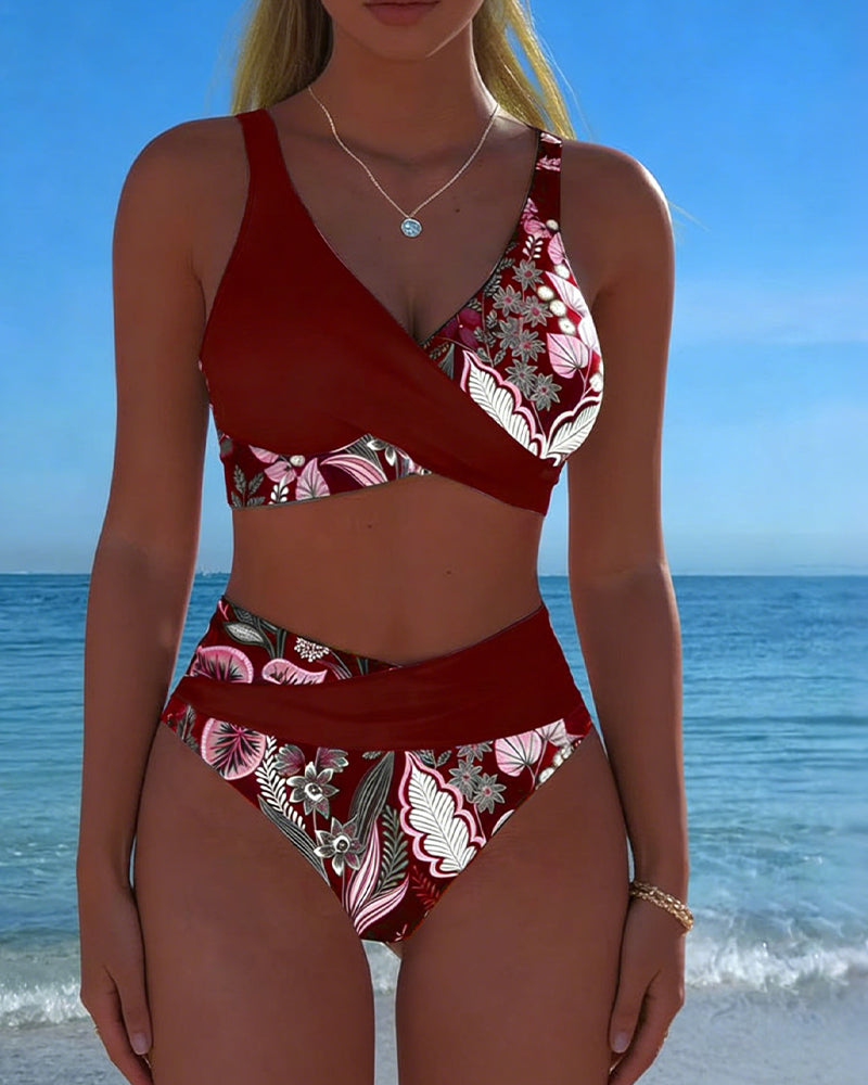 Bikini Contraste Color Moda Floral
