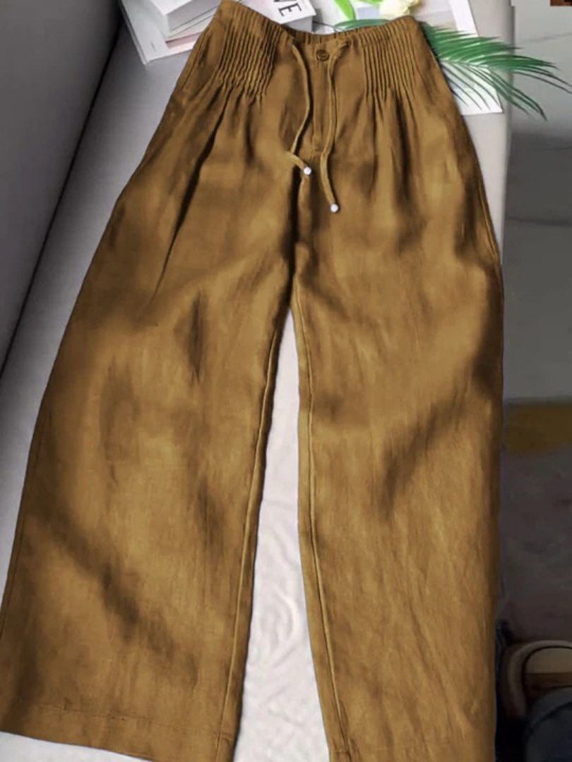Camille | Pantalones de pierna ancha en mezcla de algodón y lino