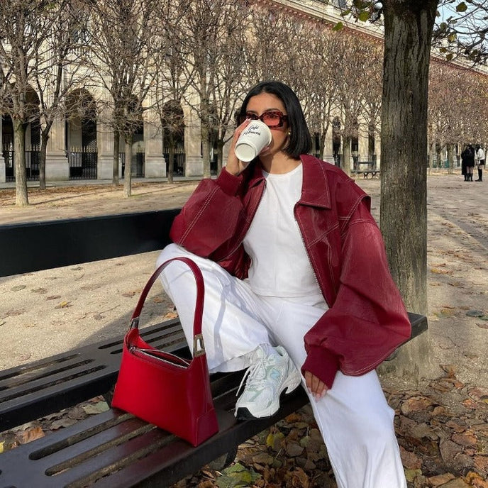 Faye™ - Chaqueta de cuero oversized