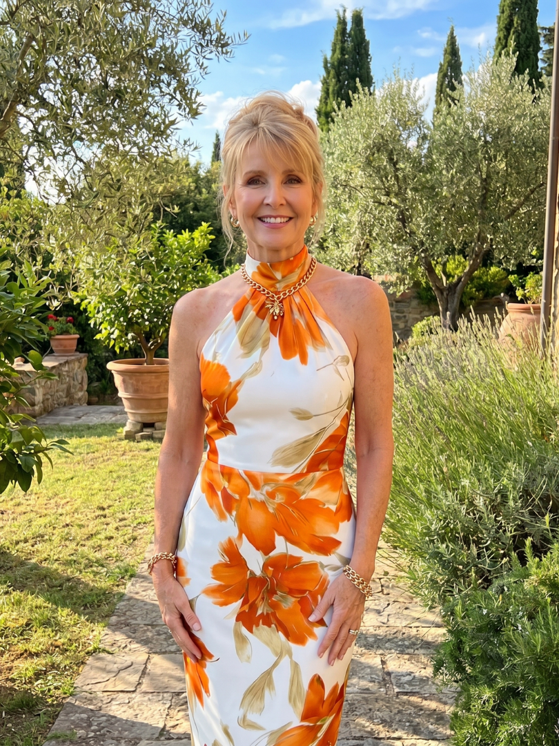Zinnara | Vestido midi halter con estampado floral