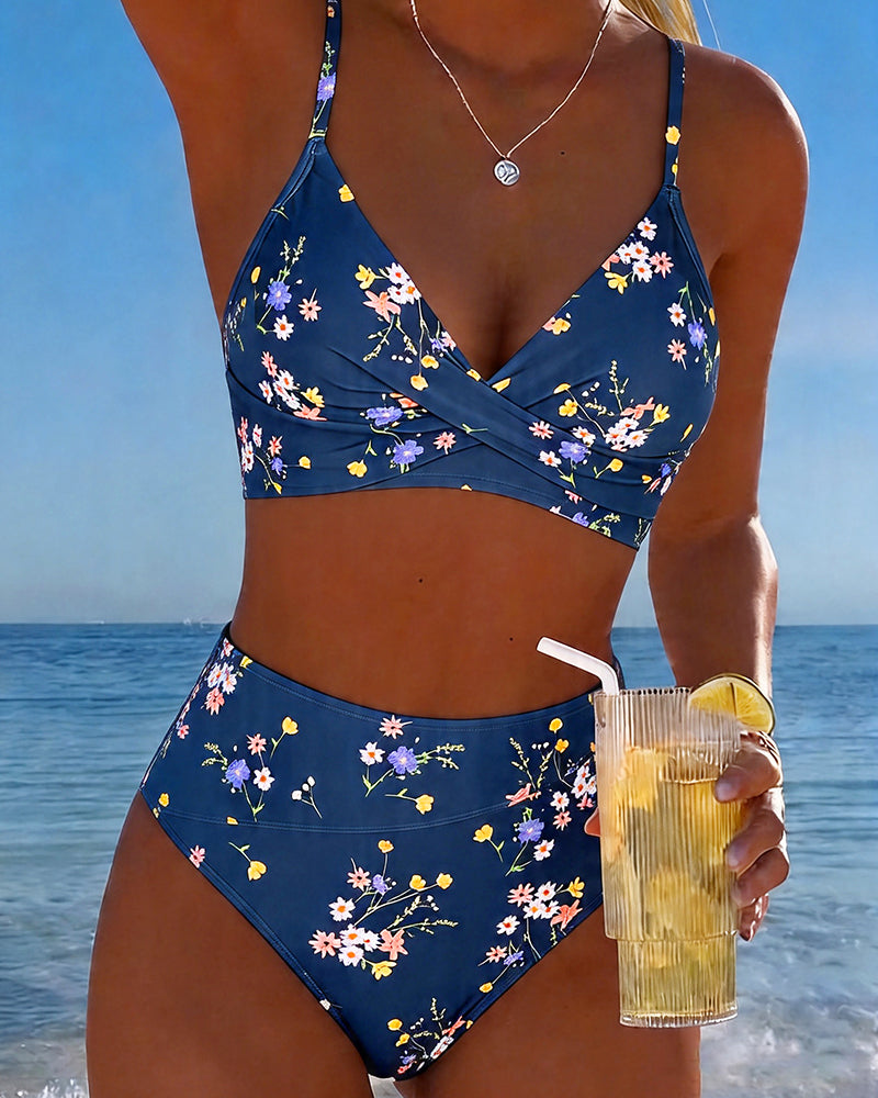 Bikini Sexy Entrecruzado Impreso Floral