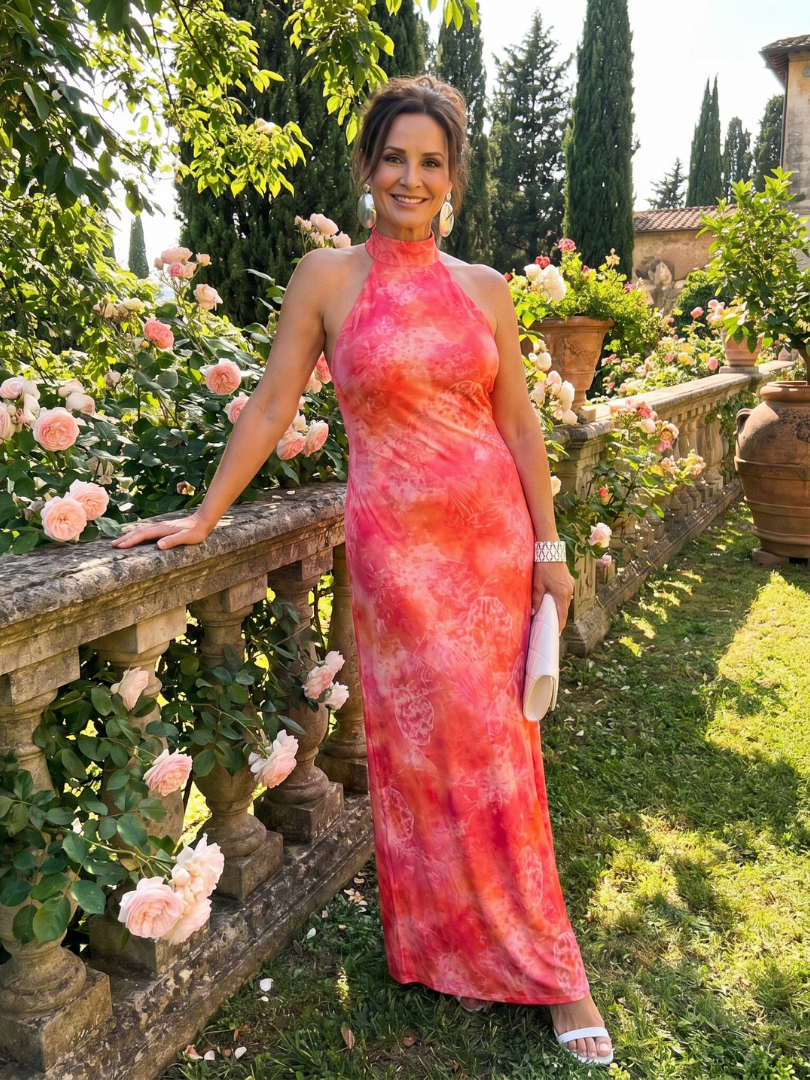 Coraline | Vestido maxi halter con estampado