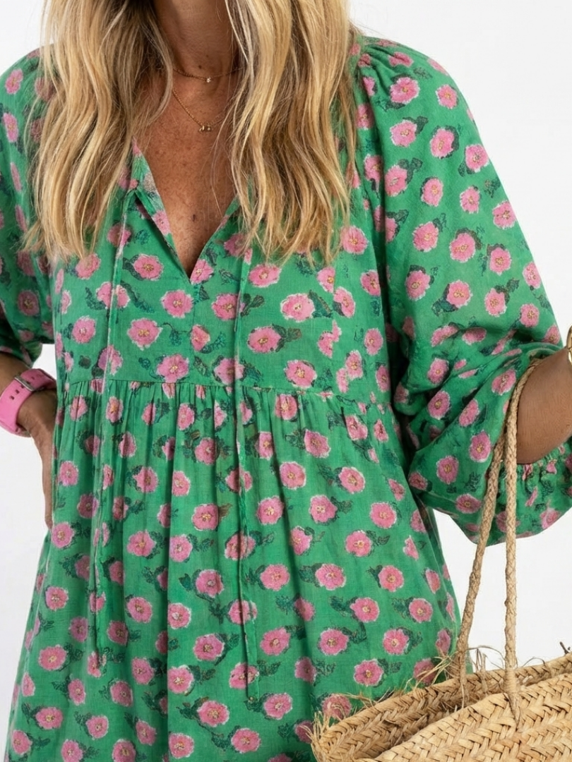 Fiora | Vestido midi de tirantes en V con estampado floral