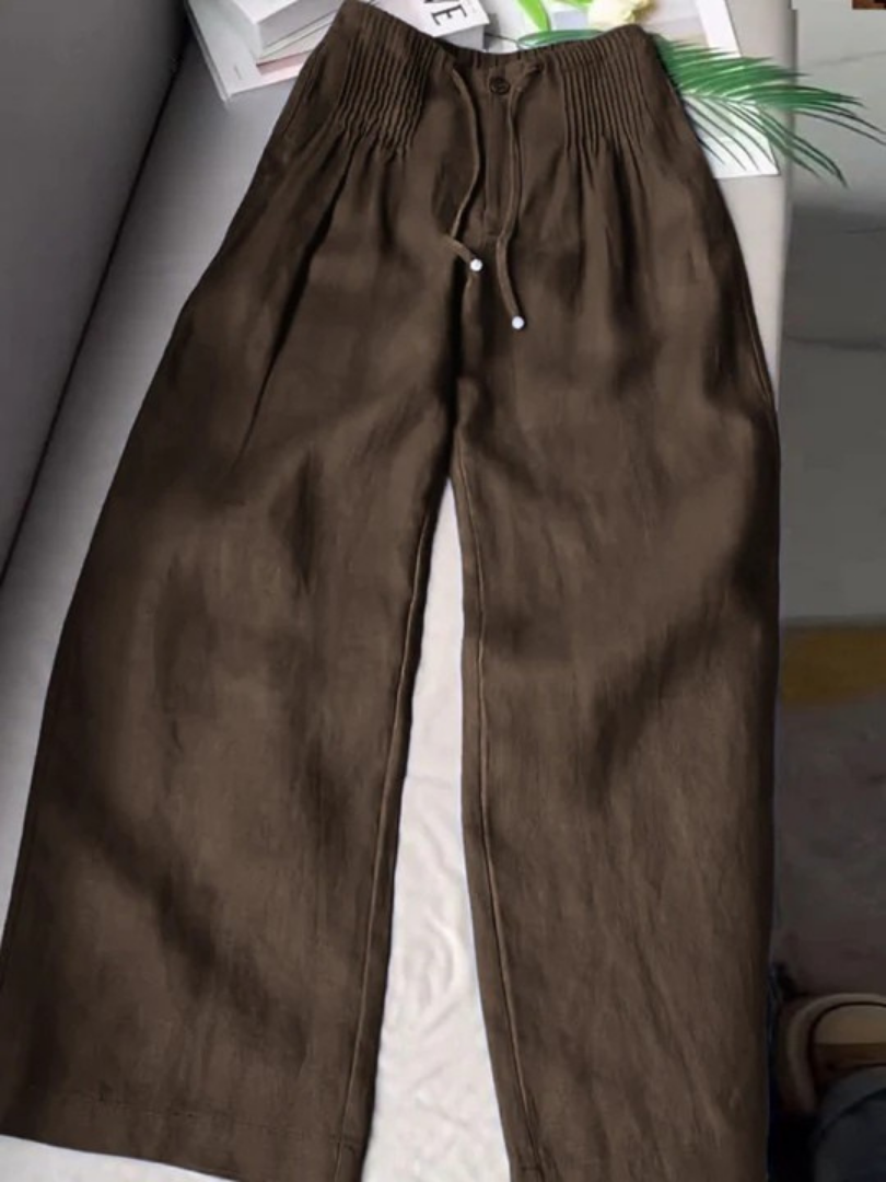 Camille | Pantalones de pierna ancha en mezcla de algodón y lino
