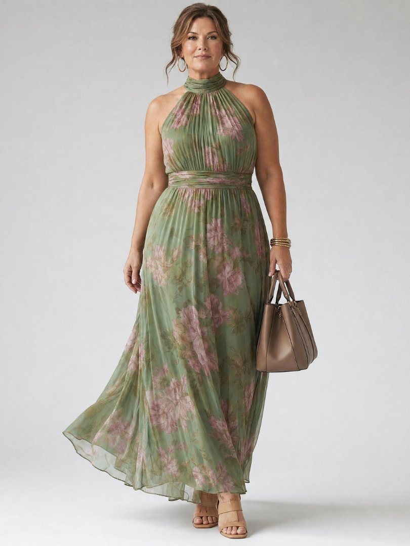 Mirelle | Vestido midi halter fruncido