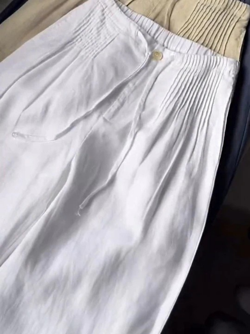 Camille | Pantalones de pierna ancha en mezcla de algodón y lino