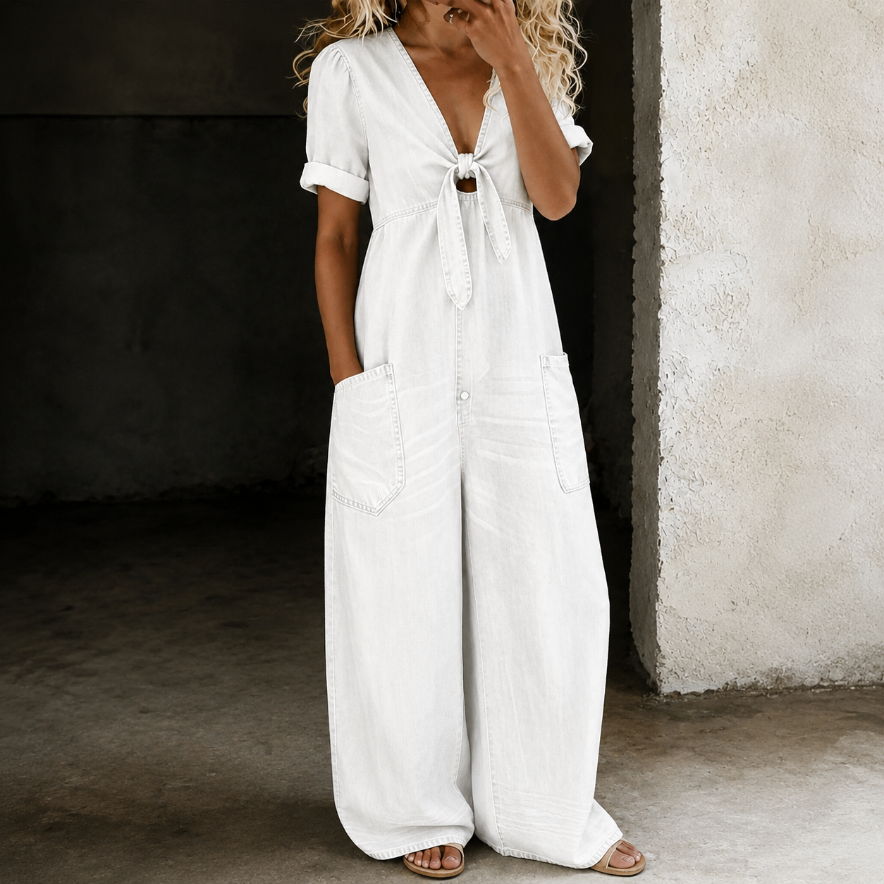 Maya | Mono Denim de Pierna Ancha