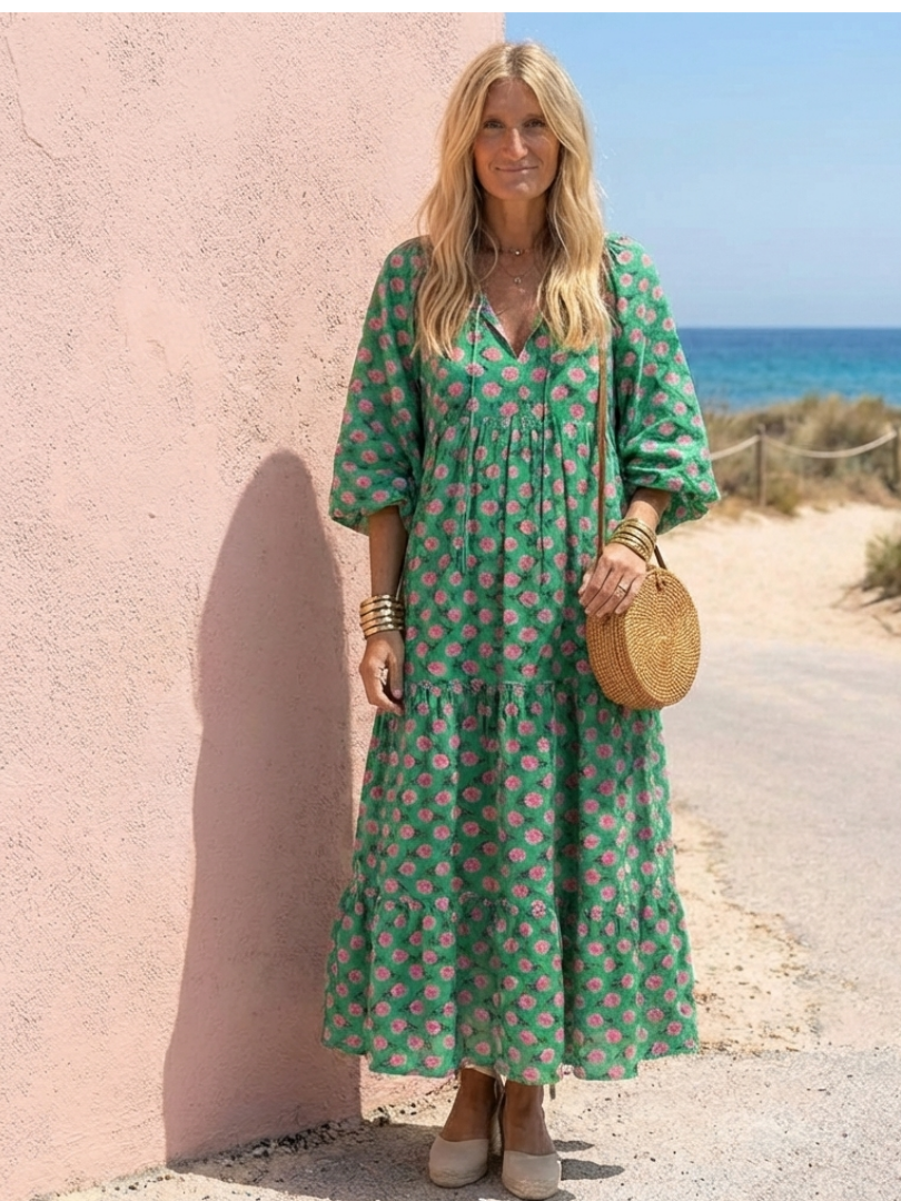 Fiora | Vestido midi de tirantes en V con estampado floral