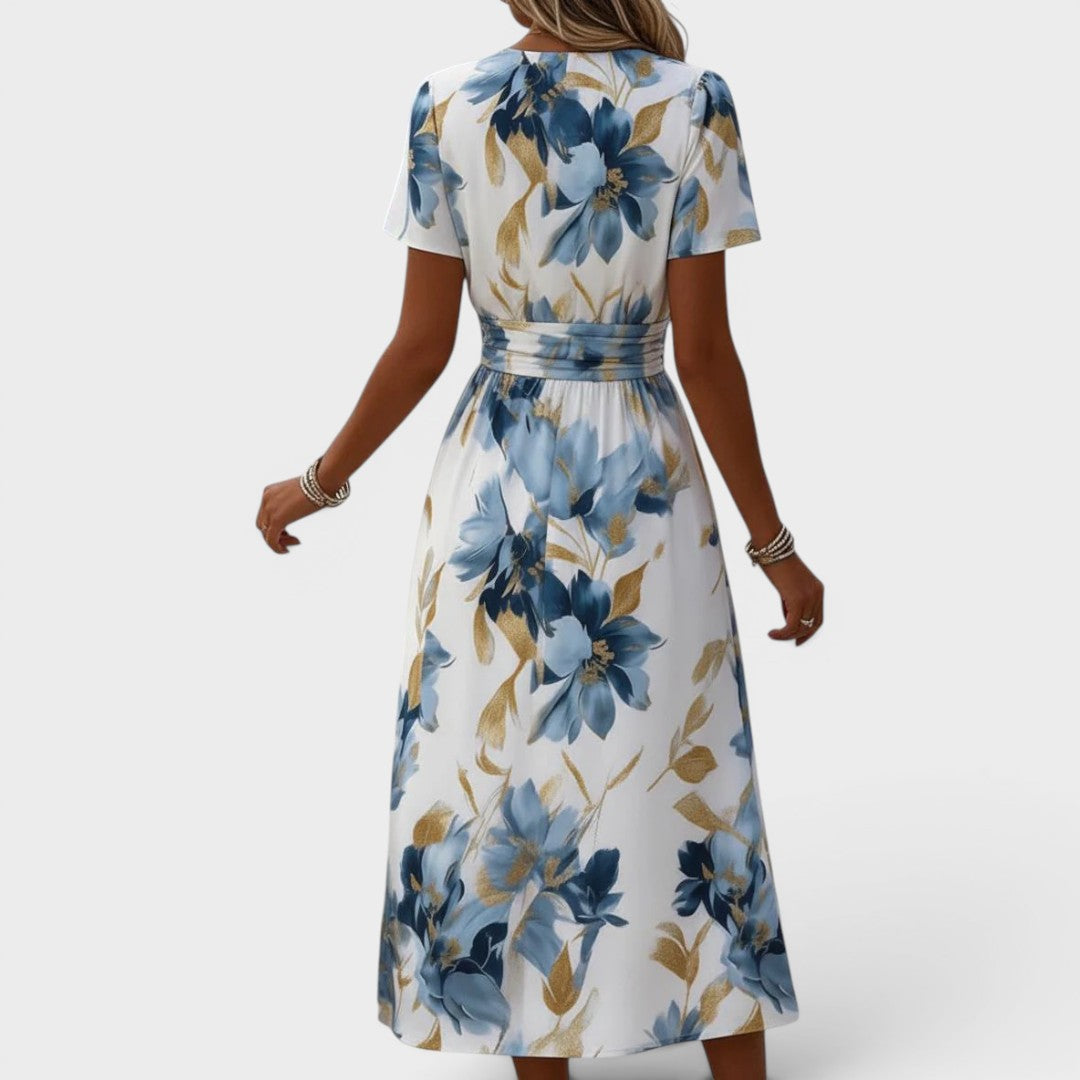 Elara | Vestido Midi Envolvente Floral
