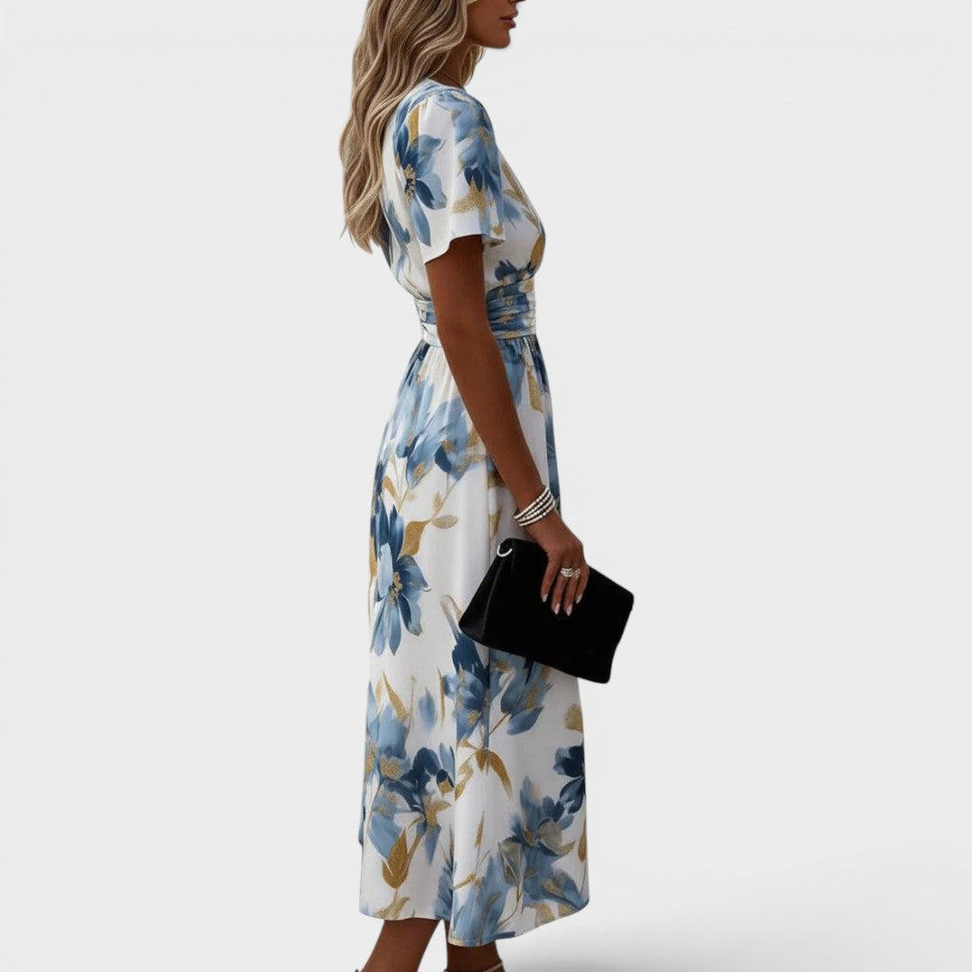 Elara | Vestido Midi Envolvente Floral
