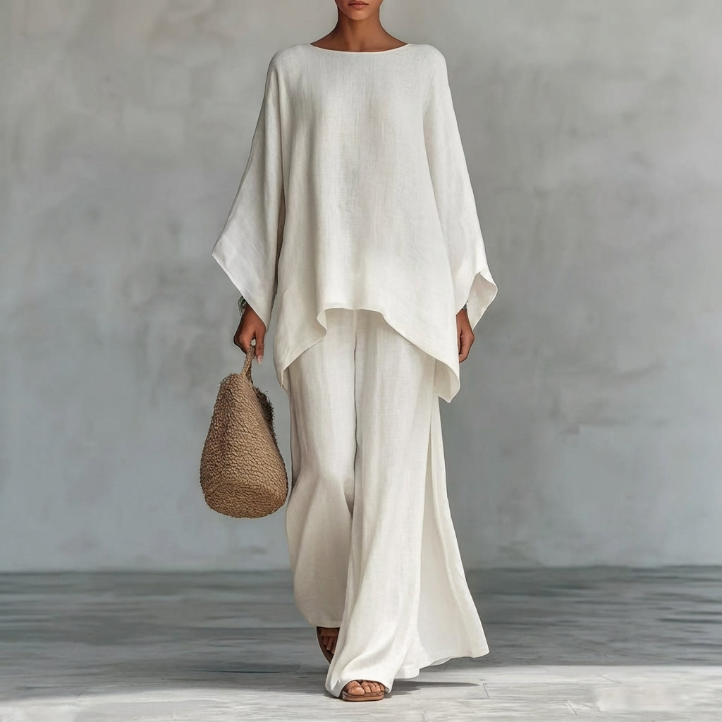 Cristina | Conjunto de dos piezas con mangas largas y pantalón ancho