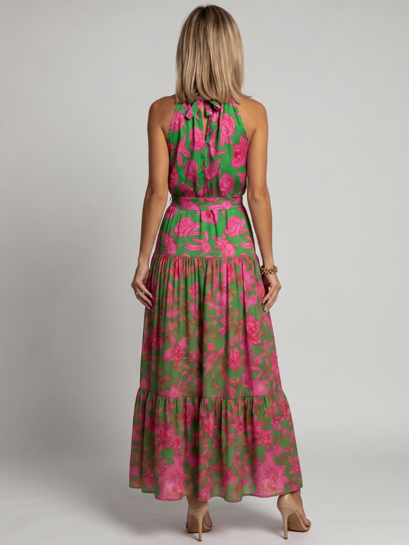 Rowen | Vestido midi halter drapeado