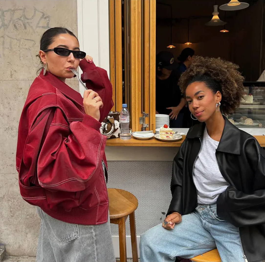 Faye™ - Chaqueta de cuero oversized