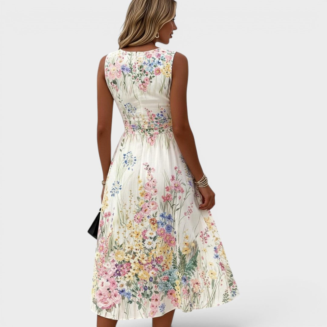 Amelia | Vestido Midi Floral Acuarela