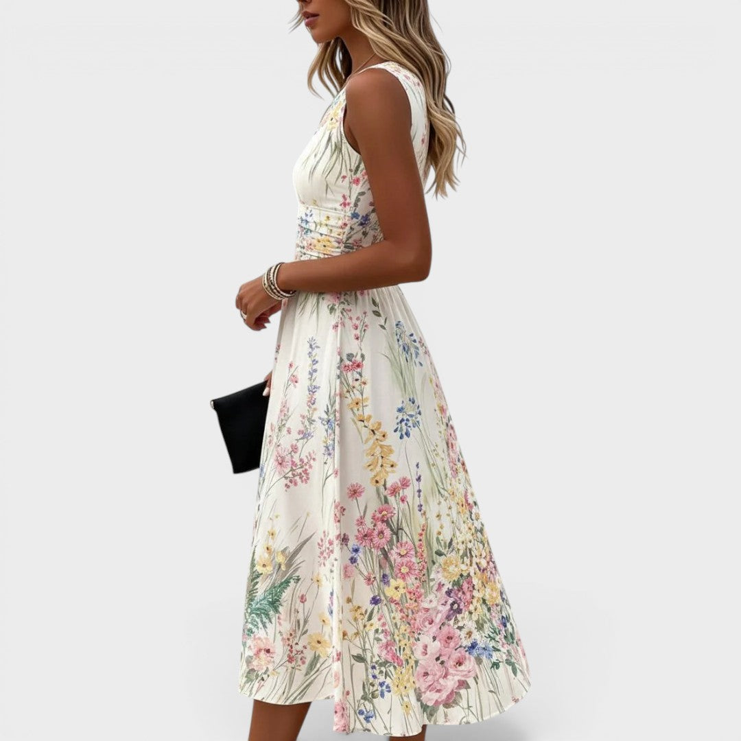 Amelia | Vestido Midi Floral Acuarela
