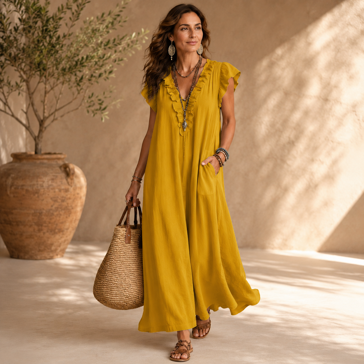 Leire | Vestido Largo Bohemio con Volantes