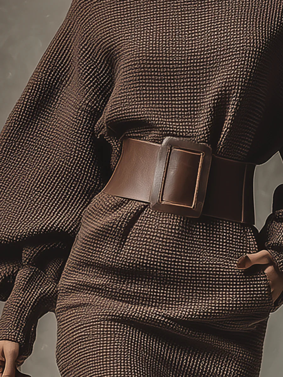 Cléa™ | Vestido corto de punto con cinturón