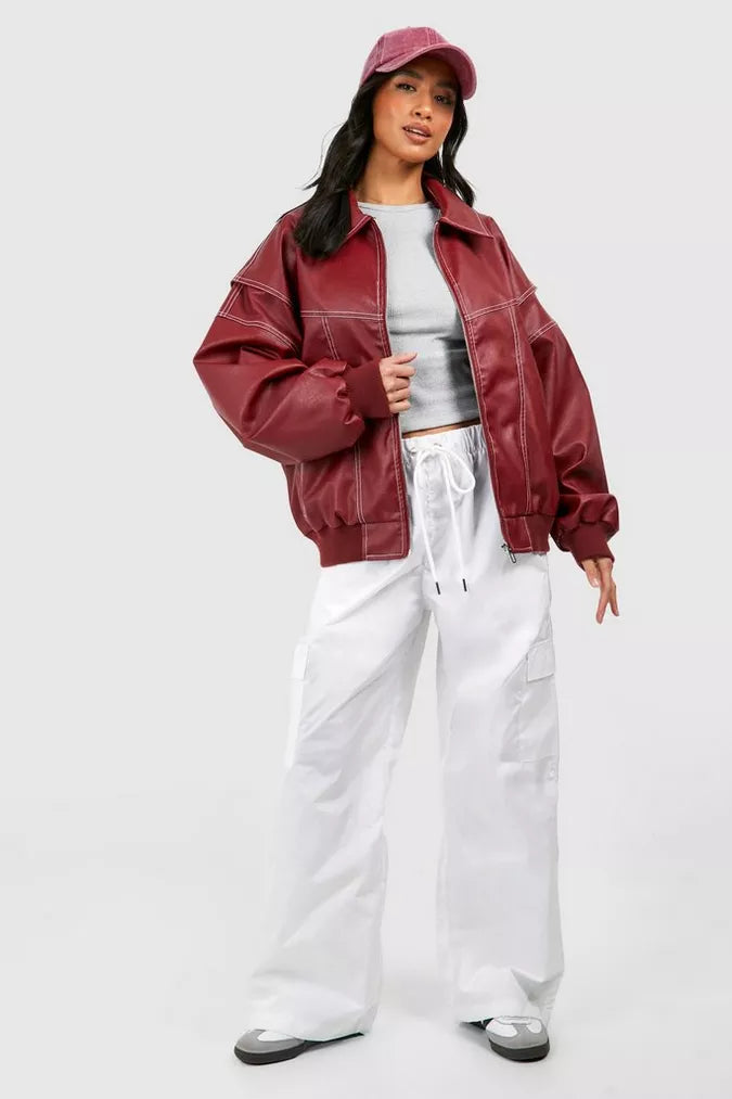Faye™ - Chaqueta de cuero oversized
