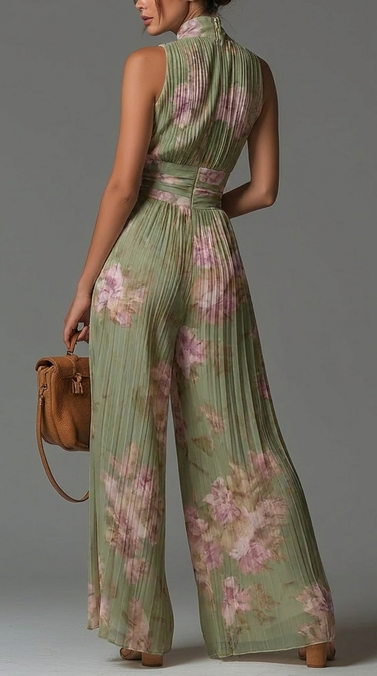 ESENCIAL – Mono de Chifón Floral Plisado