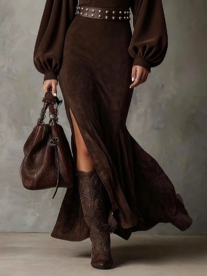 Harriet™ | Vintage Suede Midi Dress