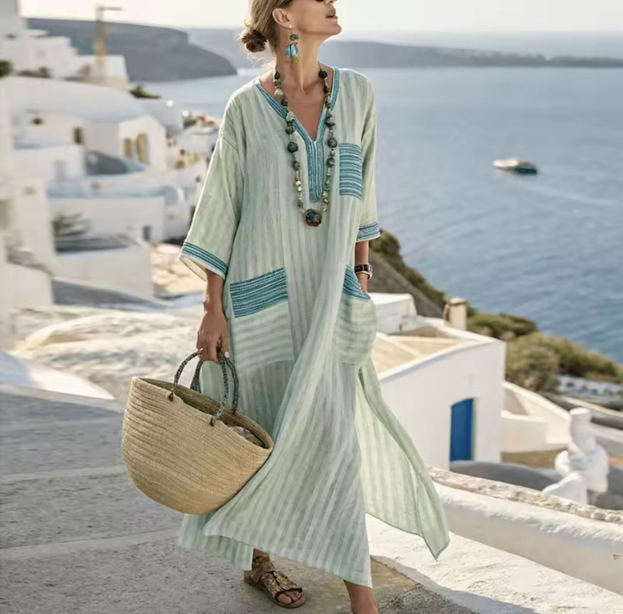 Mary Elegante - Vestido largo de playa para un look veraniego de moda