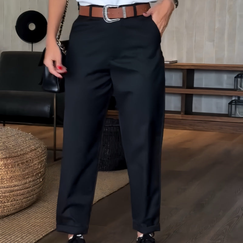 Pantalones blazer rectos casuales de cintura alta para mujer