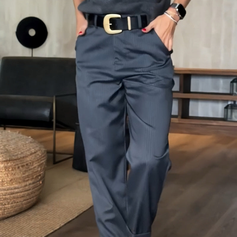 Pantalones blazer rectos casuales de cintura alta para mujer