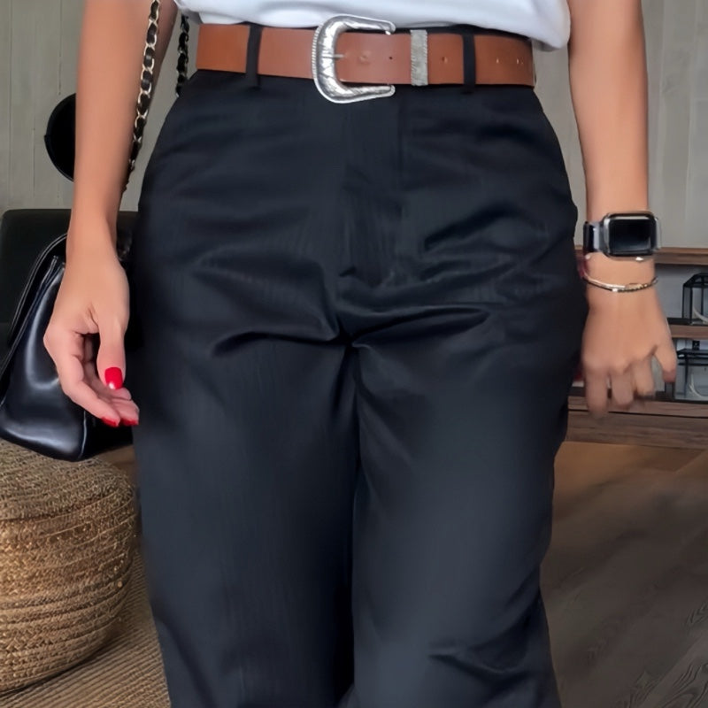 Pantalones blazer rectos casuales de cintura alta para mujer