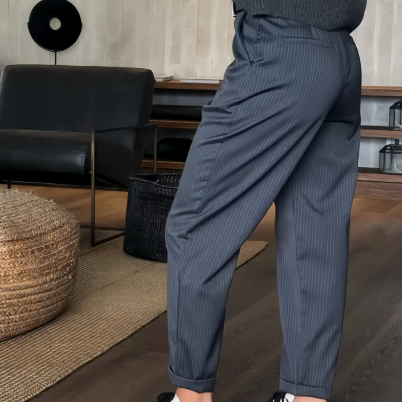 Pantalones blazer rectos casuales de cintura alta para mujer