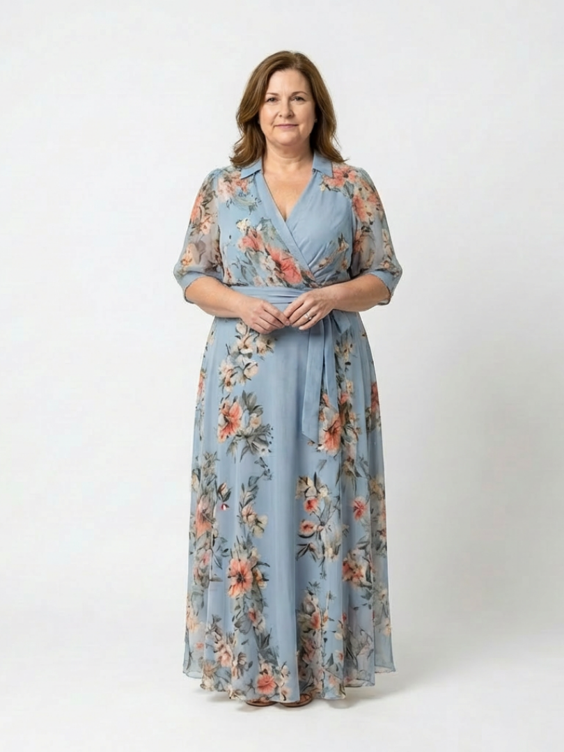Elowen | Vestido Maxi con Escote en V y Estampado Floral