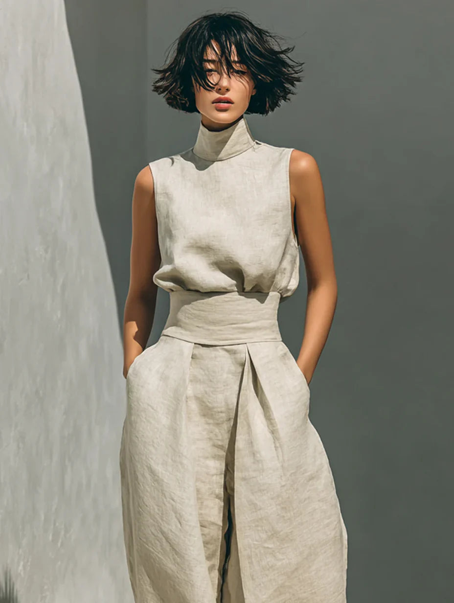 Flor™ | Conjunto minimalista de algodón y lino para mujer