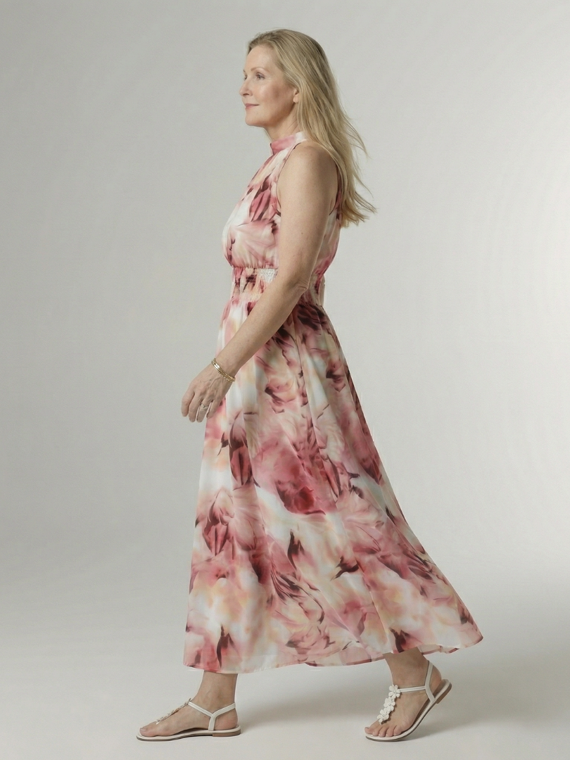 Sylin | Vestido midi halter con frunce en la cintura