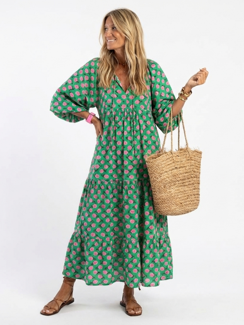 Fiora | Vestido midi de tirantes en V con estampado floral