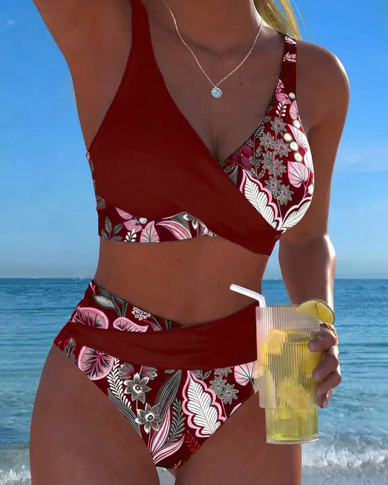 Bikini Contraste Color Moda Floral