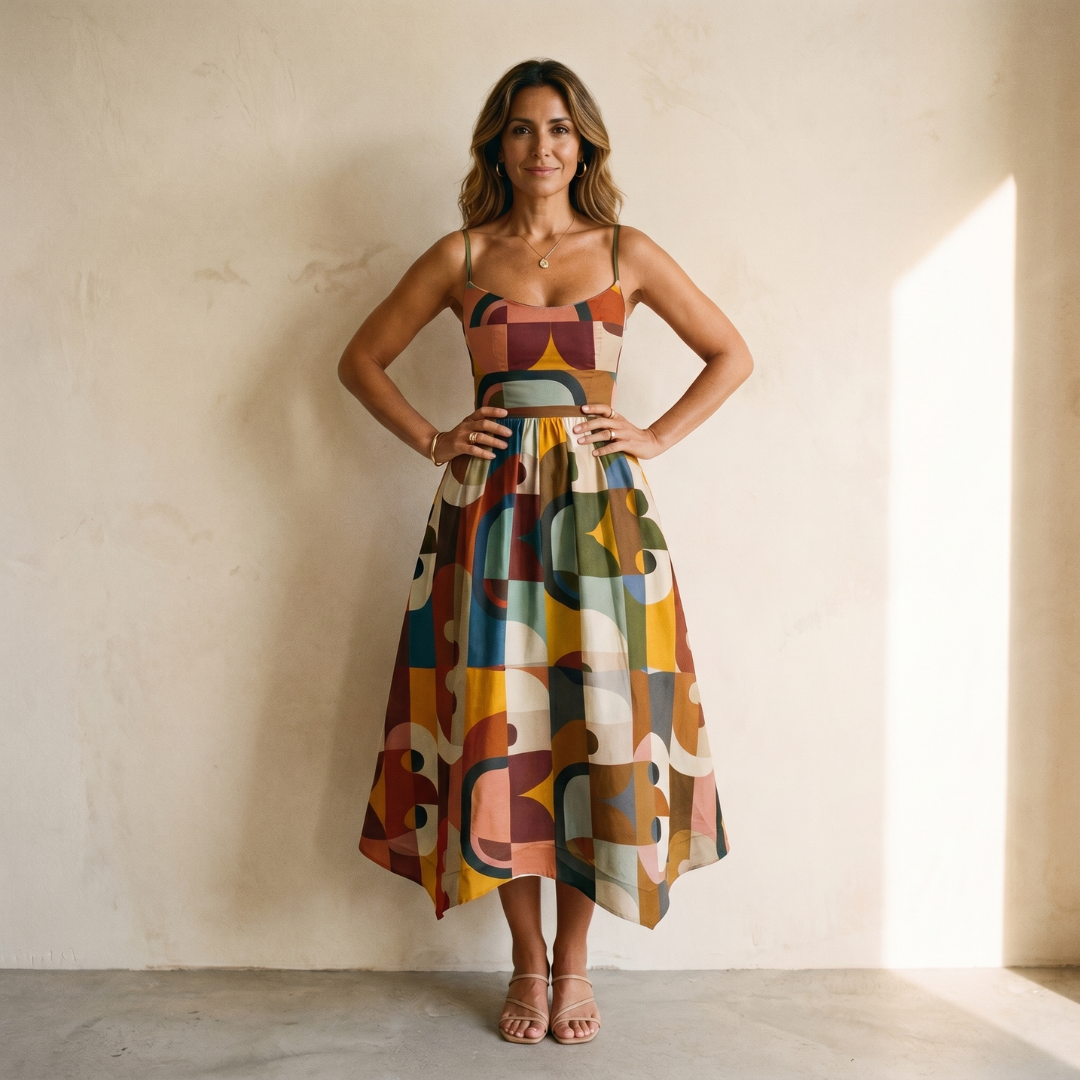 Marcelina | Vestido Midi Geométrico
