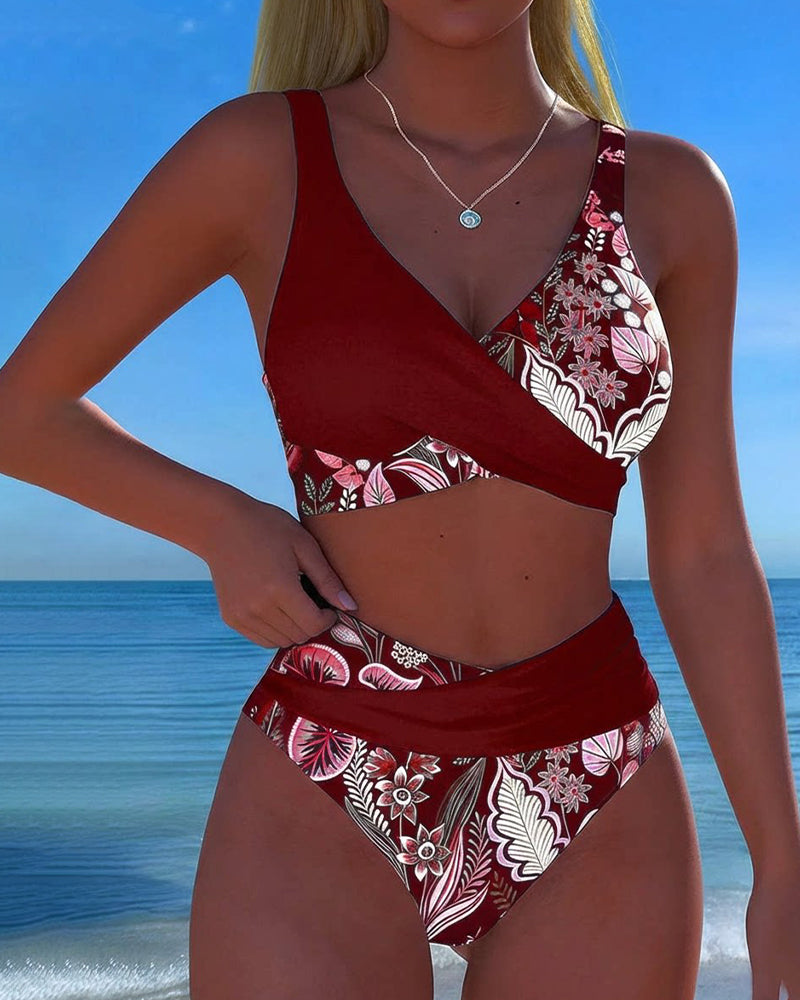 Bikini Contraste Color Moda Floral