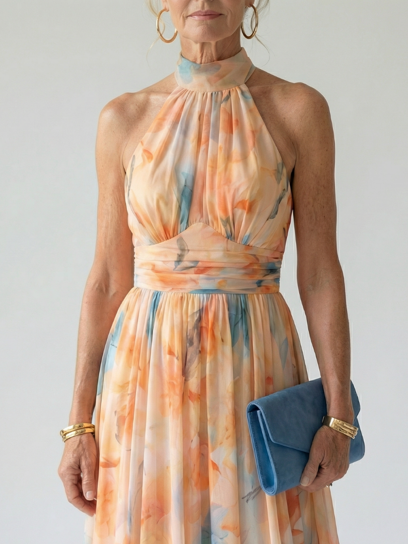 Elin | Vestido midi halter suave