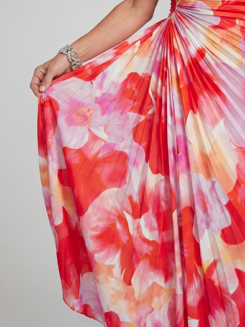 Taya | Vestido midi de un hombro con corpiño plisado