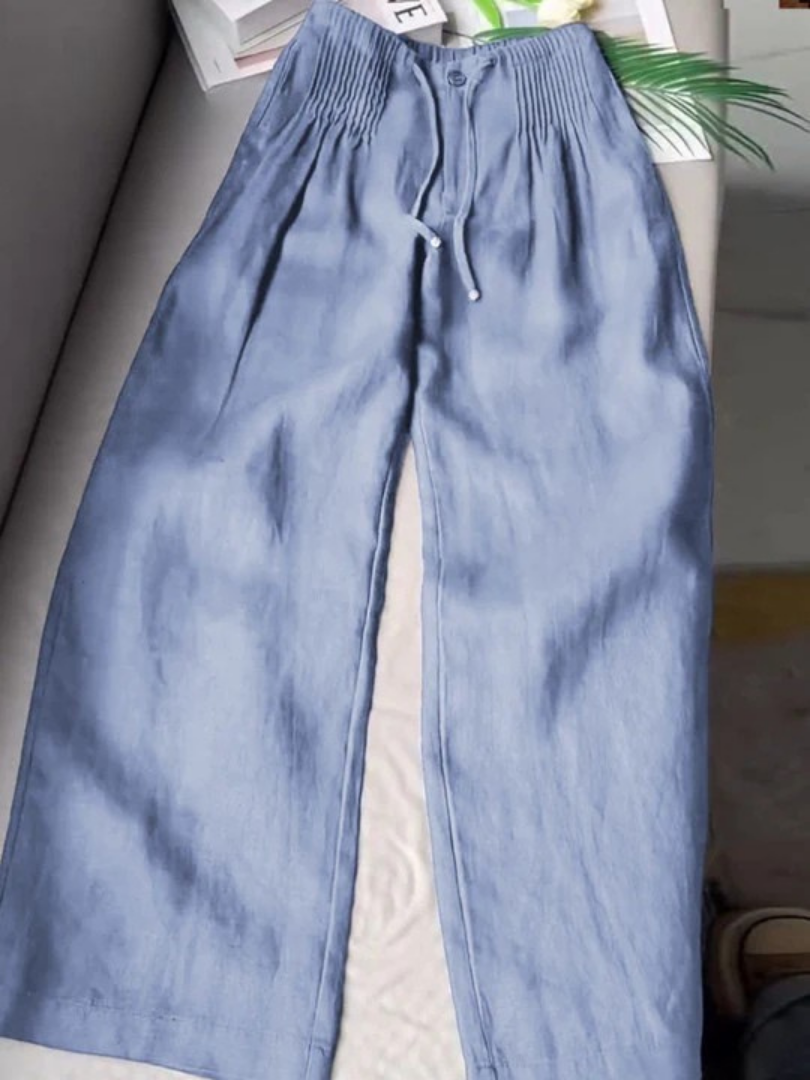 Camille | Pantalones de pierna ancha en mezcla de algodón y lino