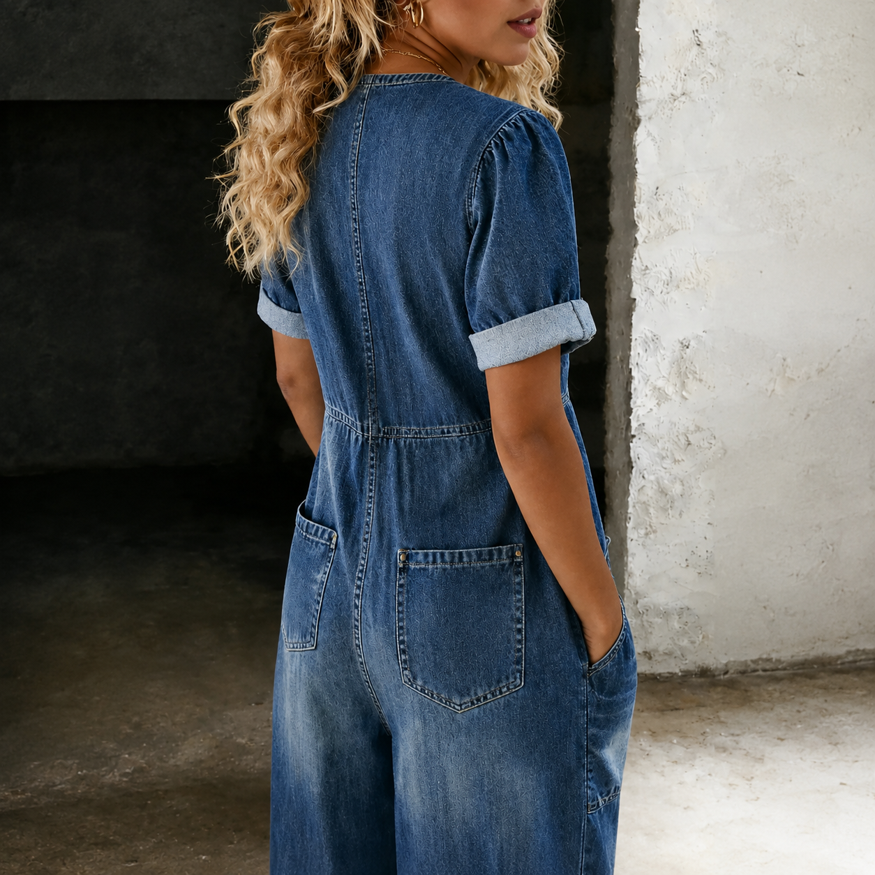 Maya | Mono Denim de Pierna Ancha