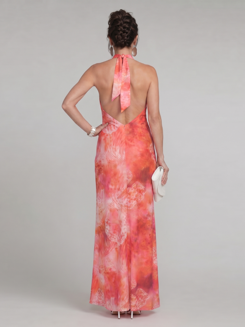 Coraline | Vestido maxi halter con estampado