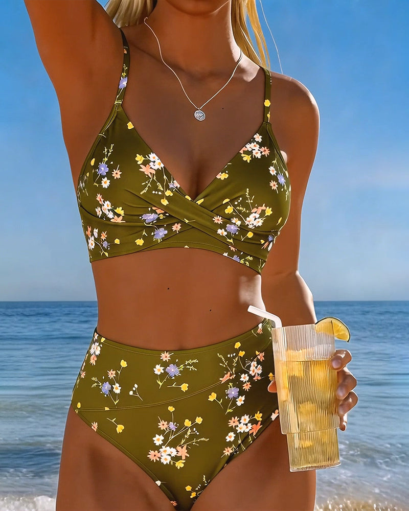 Bikini Sexy Entrecruzado Impreso Floral