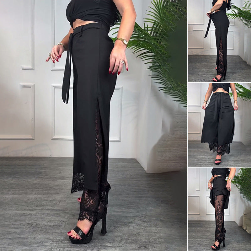 Angélique | Pantalones fluidos chic con encaje